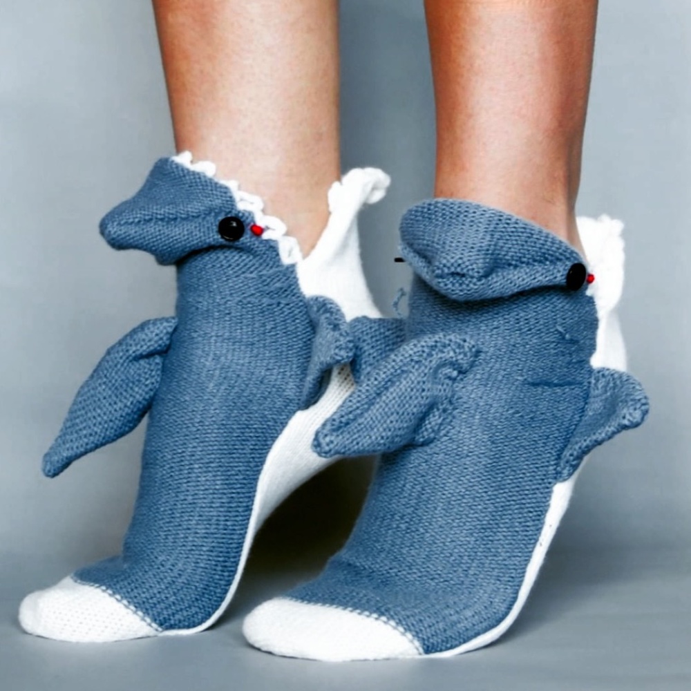 NEW Handmade BABY SHARK Slipper Knit Socks! PERFECT GIFT
